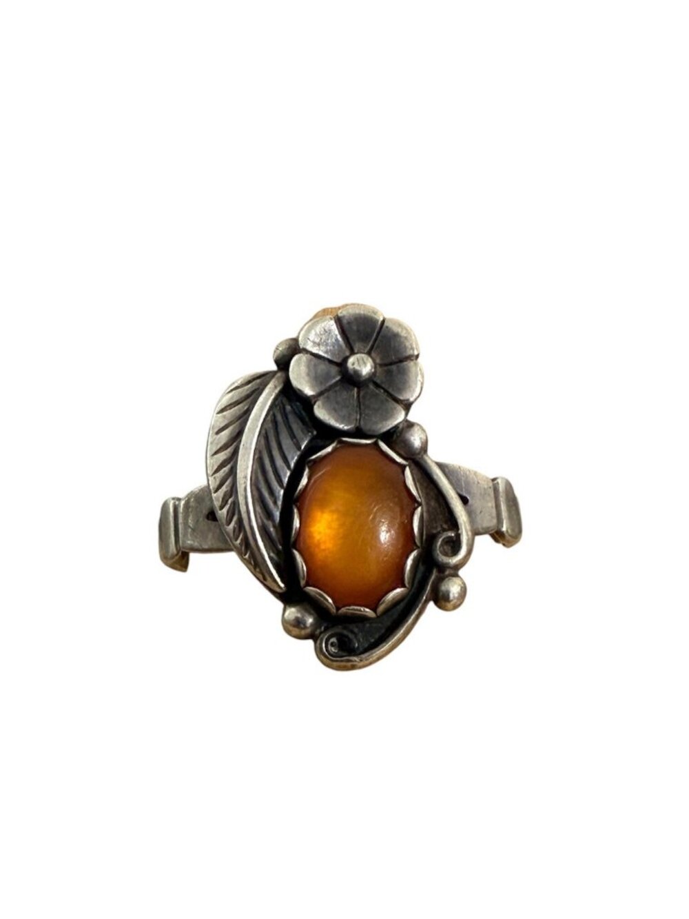 Wheeler Manufacturing Co Southwestern American Orange Sterling Silver Ring 8.5